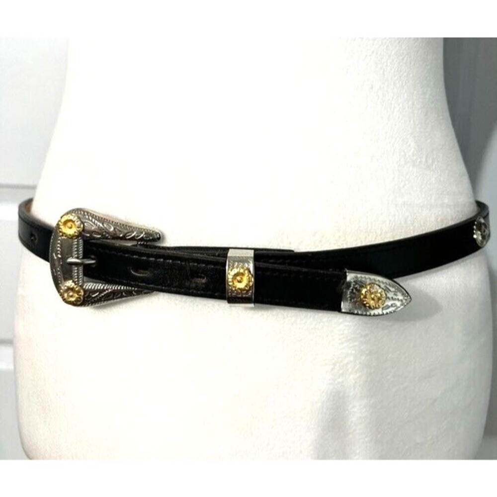 Brushy Creek Full Grain Cowhide Women's Belt Concho Black‎ #4109 USA